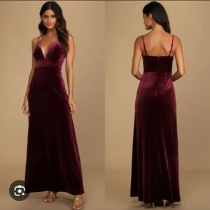 Lulus Night of Elegance Burgundy Velvet Sleeveless Maxi Dress Size Medium Nwot